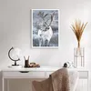 Poster - Poster ohne Rahmen - Weiß Rentier Skandinavisch - Produktbild-Vorschau 5