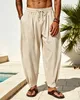 ASKSA - Pantalon ample pour hommes, en coton et lin, idéal Voir les images du produit 2