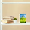 A white shelf with books and a framed picture of a landscape. Anteprima dell’immagine prodotto