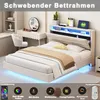 A bedroom scene featuring a modern bed with LED lighting, a vanity table, and decorative elements. Anteprima dell’immagine prodotto