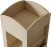 A close-up view of the top section of a wooden shelving unit. Produktbild-Vorschau
