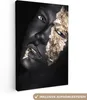 MuchoWow® - Leinwandbilder - Frau - Gold - Schwarz - Farbe Produktbild-Vorschau 1