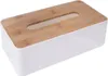 A white tissue box with a wooden lid. Produktbild-Vorschau