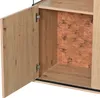 Close-up view of an open cabinet with one door ajar, showing the interior with a textured back panel and a wooden shelf. Voir les images du produit