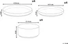 Diagrams showing the dimensions of different sized plates and bowls, with quantities indicated. Náhľad obrázku produktu