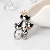 Modeschmuck glänzende Strass niedliche Doppelkatzen Produktbild-Vorschau 4