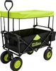 A black and green foldable wagon with a canopy and telescoping handle, shown from a front-diagonal angle against a white background. Produktbild-Vorschau