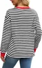 ASKSA Damen T-Shirt Rundhals Langarm Shirts Gestreift Basic Produktbild-Vorschau 4