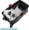 A black rolling container filled with white bags and some black accessories. Produktbild-Vorschau