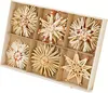 A set of straw star ornaments in a wooden box. Produktbild-Vorschau