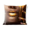 MuchoWow® Outdoor Kissen - Frau - Gold - Lippen - 40x40 cm Produktbild-Vorschau 1