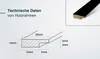 Diagram and close-up of a wooden picture frame profile with dimensions. Produktbild-Vorschau