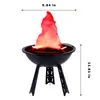 A black simulated barbecue grill with a red LED flame light on a white background, with dimensions indicated. Produktbild-Vorschau