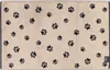 A bath mat with a pattern of black paw prints on a beige background. Produktbild-Vorschau
