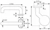 Technical drawing with dimensions of a door handle. Podgląd zdjęcia produktu