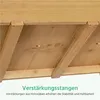 Close-up view of the underside of a wooden raised garden bed, showing structural supports. Produktbild-Vorschau
