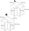 Diagrams showing two corner cabinet configurations (L and R) with dimensions. Náhled obrázku produktu