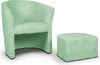A mint green armchair and matching ottoman are shown against a white background. Produktbild-Vorschau