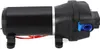 A black DC 12V diaphragm water pump with red wires and a blue connector. Náhled obrázku produktu