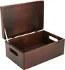 An open wooden box with a lid, shown against a white background. Produktbild-Vorschau