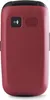 The back of a red Panasonic mobile phone is shown against a white background. Produktbild-Vorschau