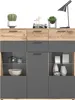 Highboard - Nox Eiche Nachbildung - Basaltgrau - B 140 cm - Produktbild-Vorschau 4