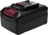 A black and red battery pack for a lawnmower, shown from a slightly elevated side angle on a white background. Produktbild-Vorschau