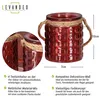 4er Set Windlicht H10cm Glas Bordeaux Rot Teelichthalter Produktbild-Vorschau 2
