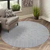 Teppich Kurzflor Wohnzimmer - Grau - 200 cm Rund - Produktbild-Vorschau 1