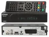 A satellite receiver and its remote control are shown from the front and back. Produktbild-Vorschau