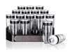 A set of spice jars on a black rack, with one jar lying on its side in the foreground. Podgląd zdjęcia produktu