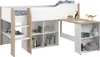 Lit surélevé avec bureau & rangement - 90 x 200 cm - Blanc Voir les images du produit 1