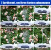 A collage of images showing a solar-powered fountain in a garden setting with roses. Produktbild-Vorschau