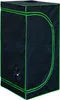 A black grow tent with green trim and a ventilation opening. Náhľad obrázku produktu