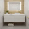 A modern bathroom vanity with a sink and mirror. Produktbild-Vorschau