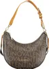A brown Valentino Bags Beuteltasche Regina handbag with a repeating logo pattern. Produktbild-Vorschau