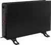 A black electric heater with two legs is shown against a white background. Podgląd zdjęcia produktu