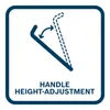 An illustration showing how to adjust the handle height of a product. Voir les images du produit
