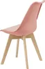 A single pink chair with wooden legs on a white background. Voir les images du produit