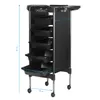 A black salon trolley with multiple drawers and wheels, shown against a white background with measurement indicators. Produktbild-Vorschau