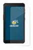 A screen protector is shown placed over a smartphone. Produktbild-Vorschau