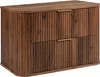 A dark brown wooden cabinet with two drawers and gold handles, shown against a white background. Podgląd zdjęcia produktu