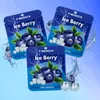 Three pouches of 'Ice Berry' flavored filter products are displayed with blueberries and ice cubes, against a blue and white gradient background with water splashes. Produktbild-Vorschau