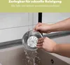 Hands washing a metal juicer component under running water in a sink. Produktbild-Vorschau
