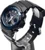 A black Casio G-Shock watch with a blue accent on a white background. Produktbild-Vorschau