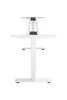 A white electric standing desk frame shown from the front on a white background. Produktbild-Vorschau