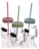 3 tlg. Set Trinkgläser mit Henkel, Deckel & Strohhalm Glas Produktbild-Vorschau 1