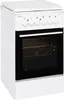 A white freestanding electric oven with a black glass door and control panel. Produktbild-Vorschau