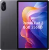 A tablet is shown with its screen displaying marketing text and a colorful abstract image. Produktbild-Vorschau