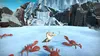 Scrat the squirrel is surrounded by red crabs in a snowy landscape with icy mountains in the background. Produktbild-Vorschau